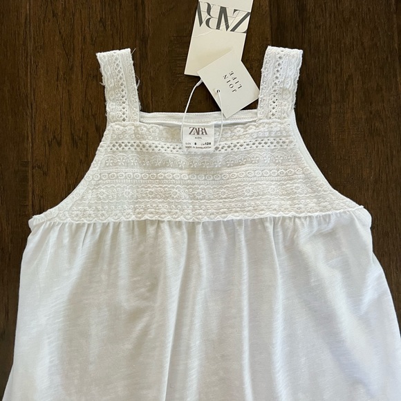 Zara Girls White Sleeveless Crochet Boho Coastal Tank Top Size 8 - Picture 2 of 10